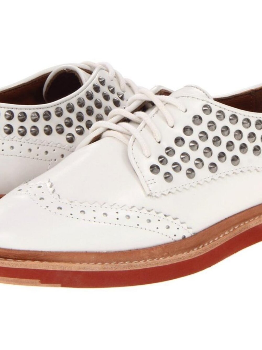 Pour La Victoire Mayah Off White Studded Wingtip Flats